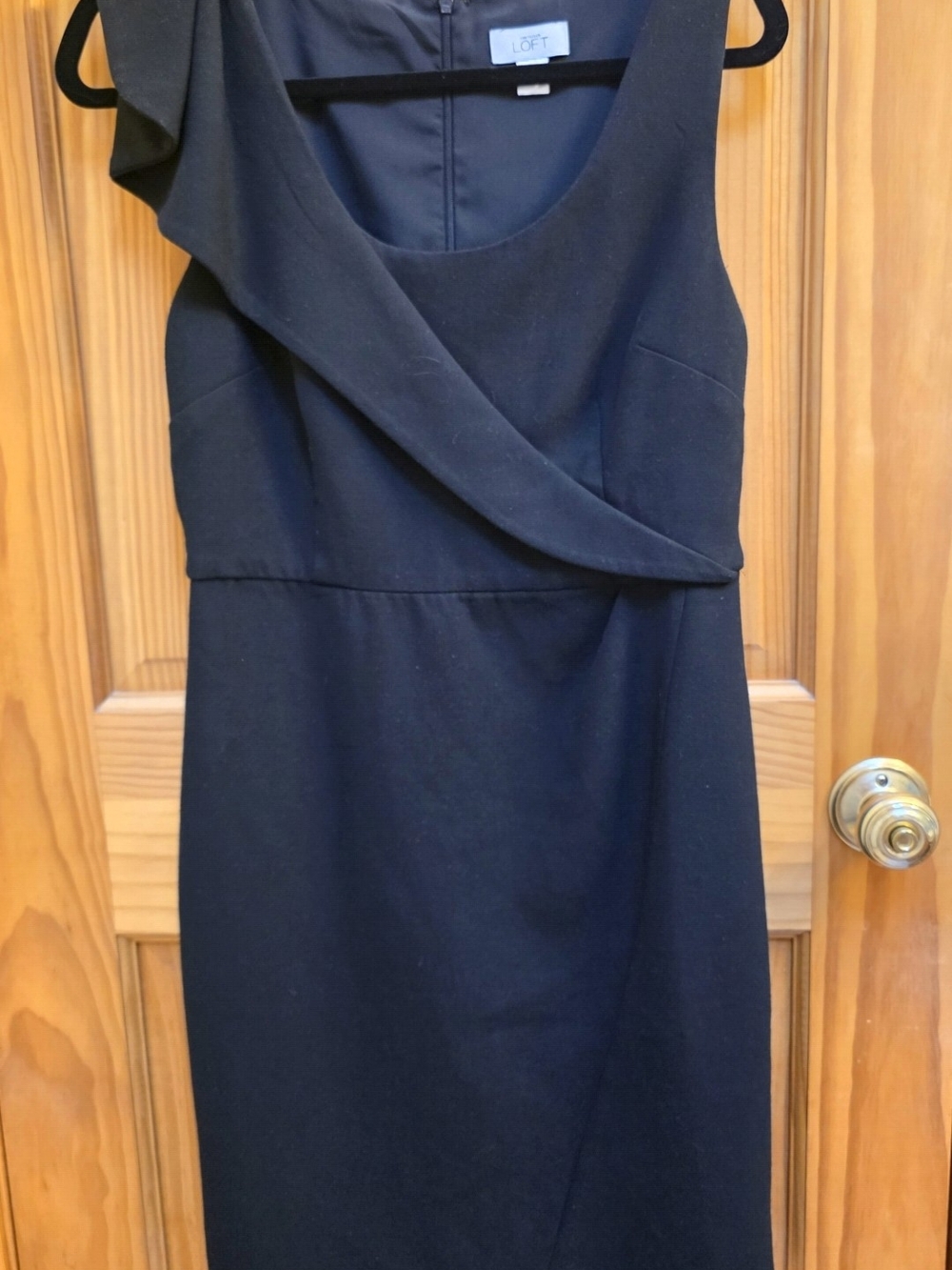 LOFT Black One-Shoulder Sheath Dress